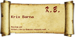 Krix Barna névjegykártya